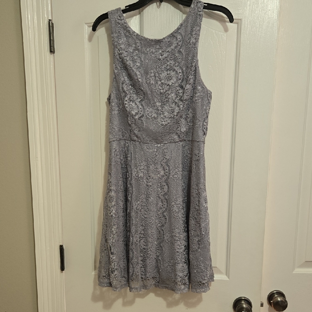 Speechless Lace Mini Dress - Light Gray